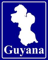 sign as a white silhouette map of Guyana vector