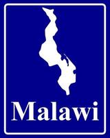 firmar como un mapa de silueta blanca de malawi vector