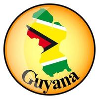 orange button with the image maps of Guyana vector