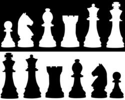 Silhouettes of black and white chessmen vector