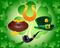 items to St. Patrick's Day on a green background vector