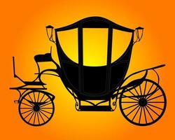 black silhouette brougham on a orange background vector