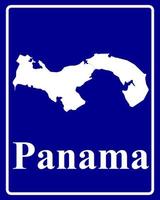 firmar como un mapa de silueta blanca de Panamá vector