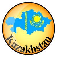 orange button with the image maps of Kazakhstan vector