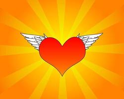 Red heart with white wings vector