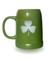 green beer mug with a cloverleaf vector