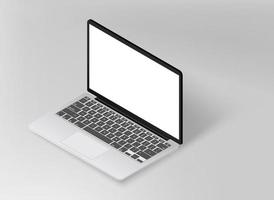 Modern laptop, phone with blank screen vector mockup