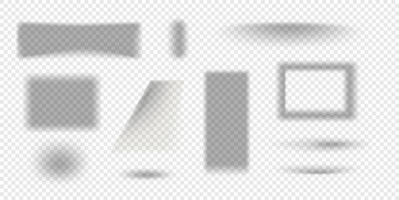 Realistic Shadows collection on transparent background. Shadow overlay vector template