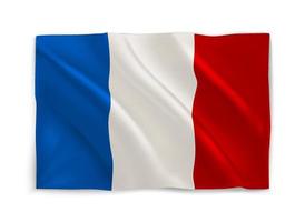 rojo, blanco y azul ondeando la bandera nacional francesa. Objeto vectorial 3d aislado en blanco vector