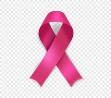 Breast cancer awareness symbol. Pink ribbon isolated on transparent  background vector