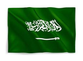 Green waving flag of Saudi Arabia. 3d vector object isolated on white