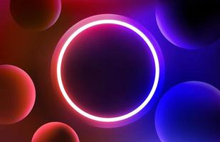 Abstract vector background with glowing neon circle. 3d vector