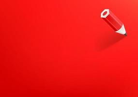 Vector wallpaper with red crayon. 3d vector background with copy space