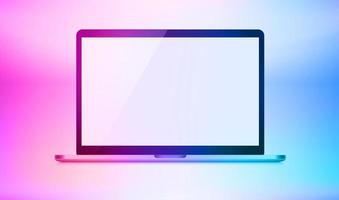 Modern laptop with blank screen. 3d vector illustration with holographic effect