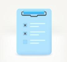 Clipboard with paper contract. concept. 3d vector icon