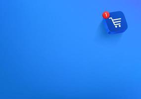 Vector wallpaper with blue button. Shopping cart concept. 3d vector background with copy space