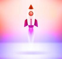 Digital startup concept with holographic effect. 3d vector illustration