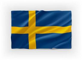 Blue and yellow flag of Sweden. 3d vector object isolated on white background