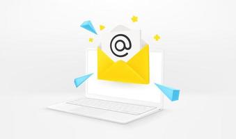 Sending and receiving email via internet. 3d vector illustration