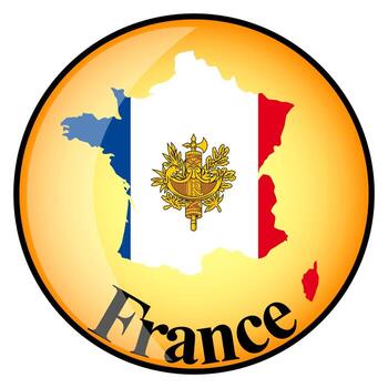 orange button with the image maps of France vector