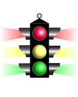 Traffic light with three colors on a white background vector