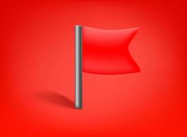 Red flag on a red backgrond. 3d vector illustration