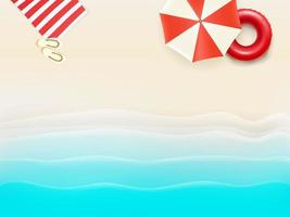 Summer beach with beautiful blue waves and soft sand vector