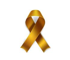 Childhood cancer awareness symbol. Golden ribbon isolated on white background vector