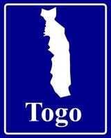 firmar como un mapa de silueta blanca de togo vector