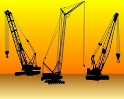 three cranes on an orange background vector