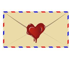 The letter with the sealing wax press in the form of heart vector