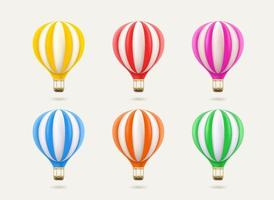 conjunto de colores de globos de aire aislado sobre fondo blanco. ilustración vectorial 3d vector