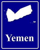 sign as a white silhouette map of Yemen vector