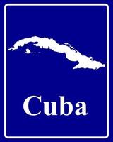 firmar como un mapa de silueta blanca de cuba vector