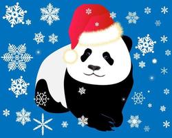 Panda dressed in a red cap on a dark blue background vector