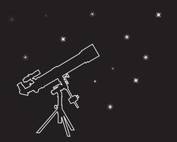 silueta de un telescopio contra el cielo estrellado vector