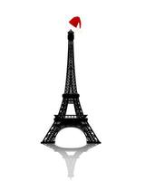 Eiffel Tower with Red Winter Hat vector