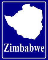 sign as a white silhouette map of Zimbabwe vector