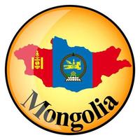 orange button with the image maps of Mongolia vector