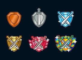 colección de emotes de la insignia de la espada del escudo. se puede usar para twitch o youtube. establecer ilustración vector