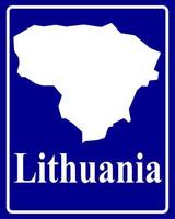sign as a white silhouette map of Lithuania vector