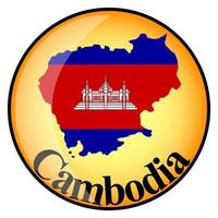 orange button with the image maps of Cambodia vector