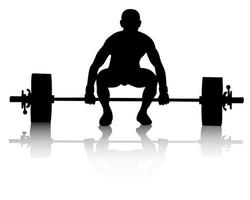 black silhouette of a weight lifter vector