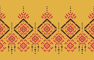 Yellow ethnic handmade border beautiful art. Navajo seamless pattern in tribal, folk embroidery, Mexican, Peruvian, Indian, Moroccan, Turkey, and Uzbek style. Aztec geometric art ornament print. vector