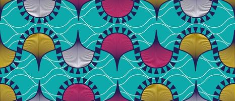 patrón azul étnico africano. hermoso kitenge, chitenge, estilo de cera holandés. diseño de moda en colorido. motivo abstracto geométrico. tradicionales como las estampas ankara y las estampas africanas en cera. vector