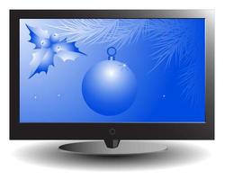 la televisión de plasma con la pantalla azul de año nuevo