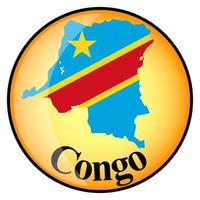 orange button with the image maps of Congo vector