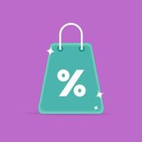 Vector 3d shopping bag with percent sign