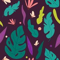 hojas de palmeras tropicales y selváticas de patrones sin fisuras. ilustración vectorial de verano. ideal para impresión, textil y fondos. palma y monstera. vector