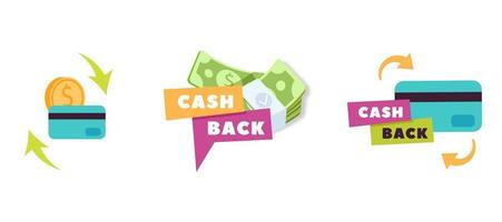 Set of cash back icon concept design. vector
